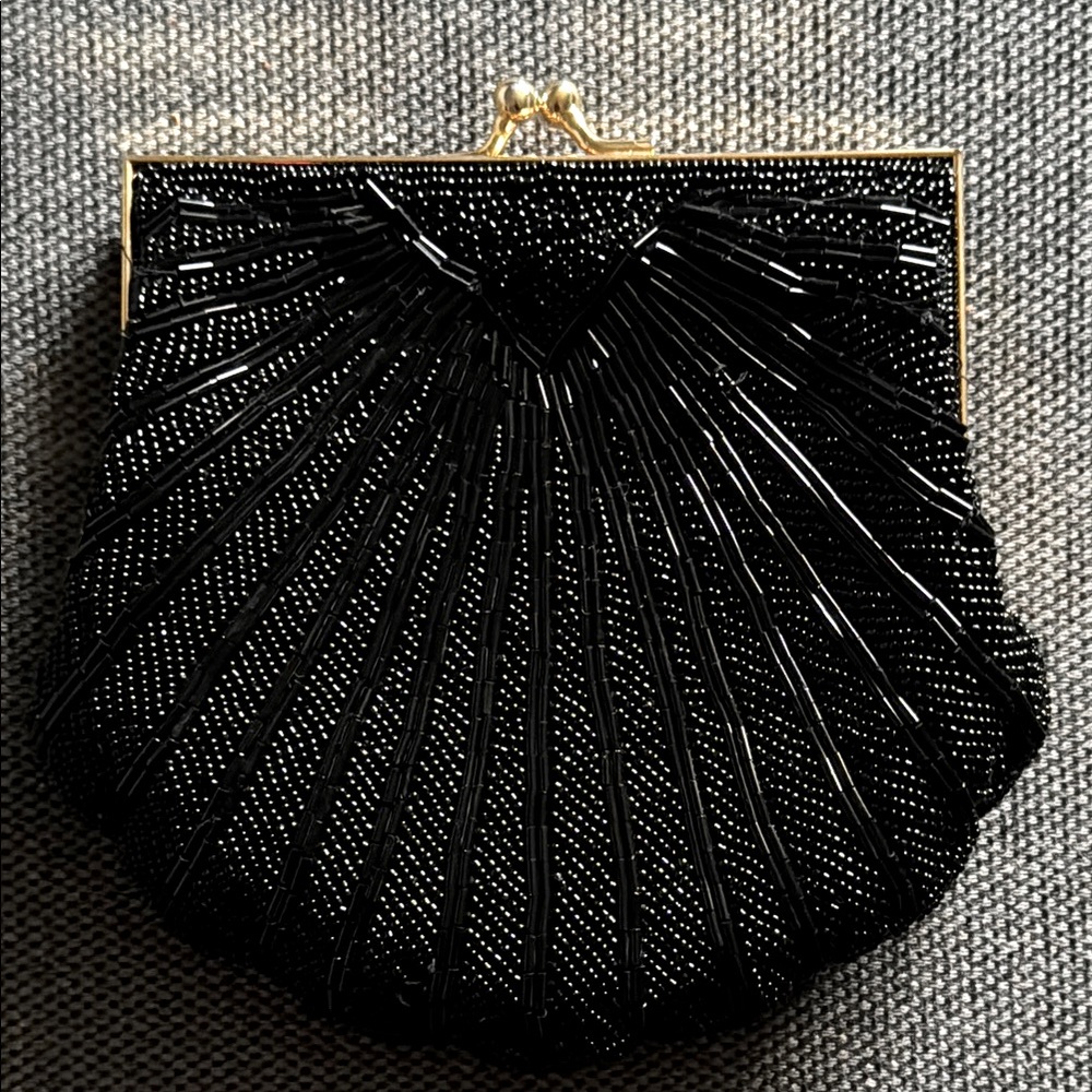 Vintage Claudia Barnes Black Beaded Evening Bag